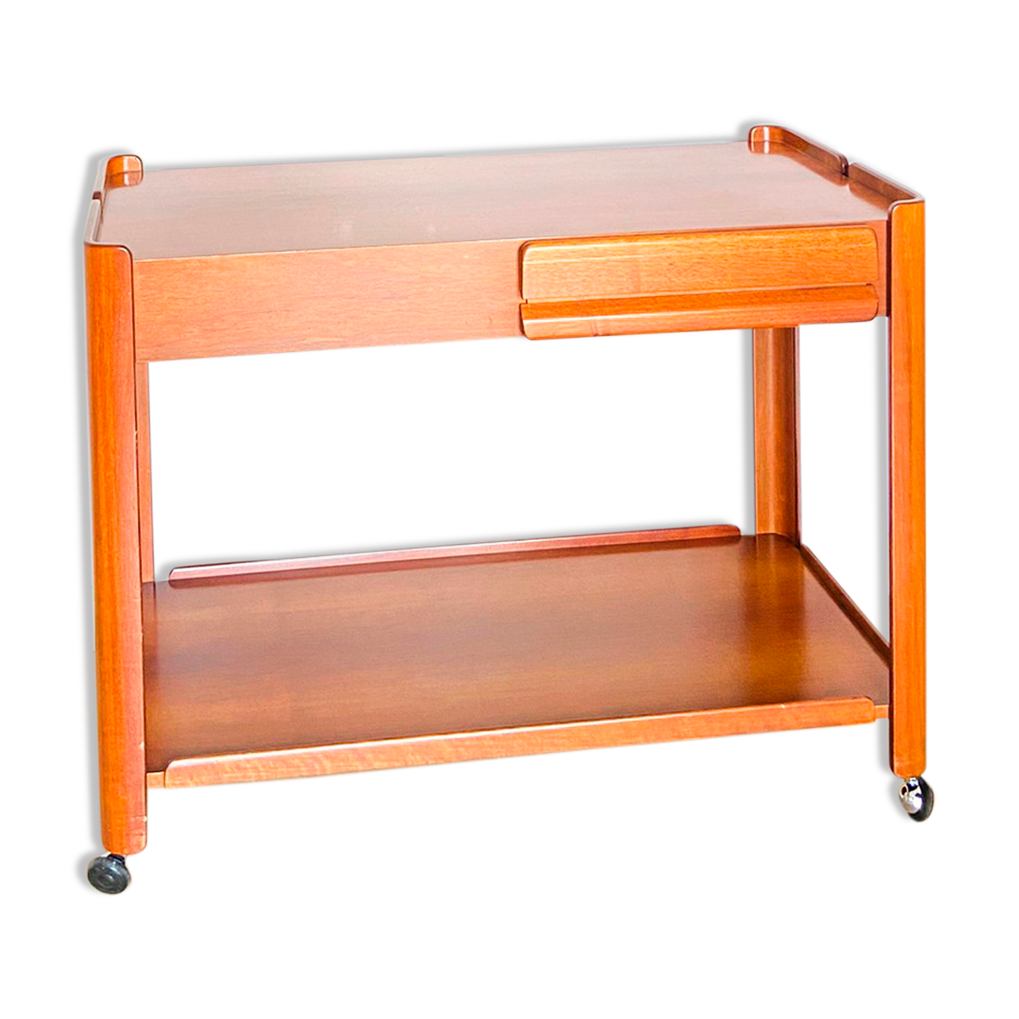 Walnut coffee table with two drawers, Italy 1970s