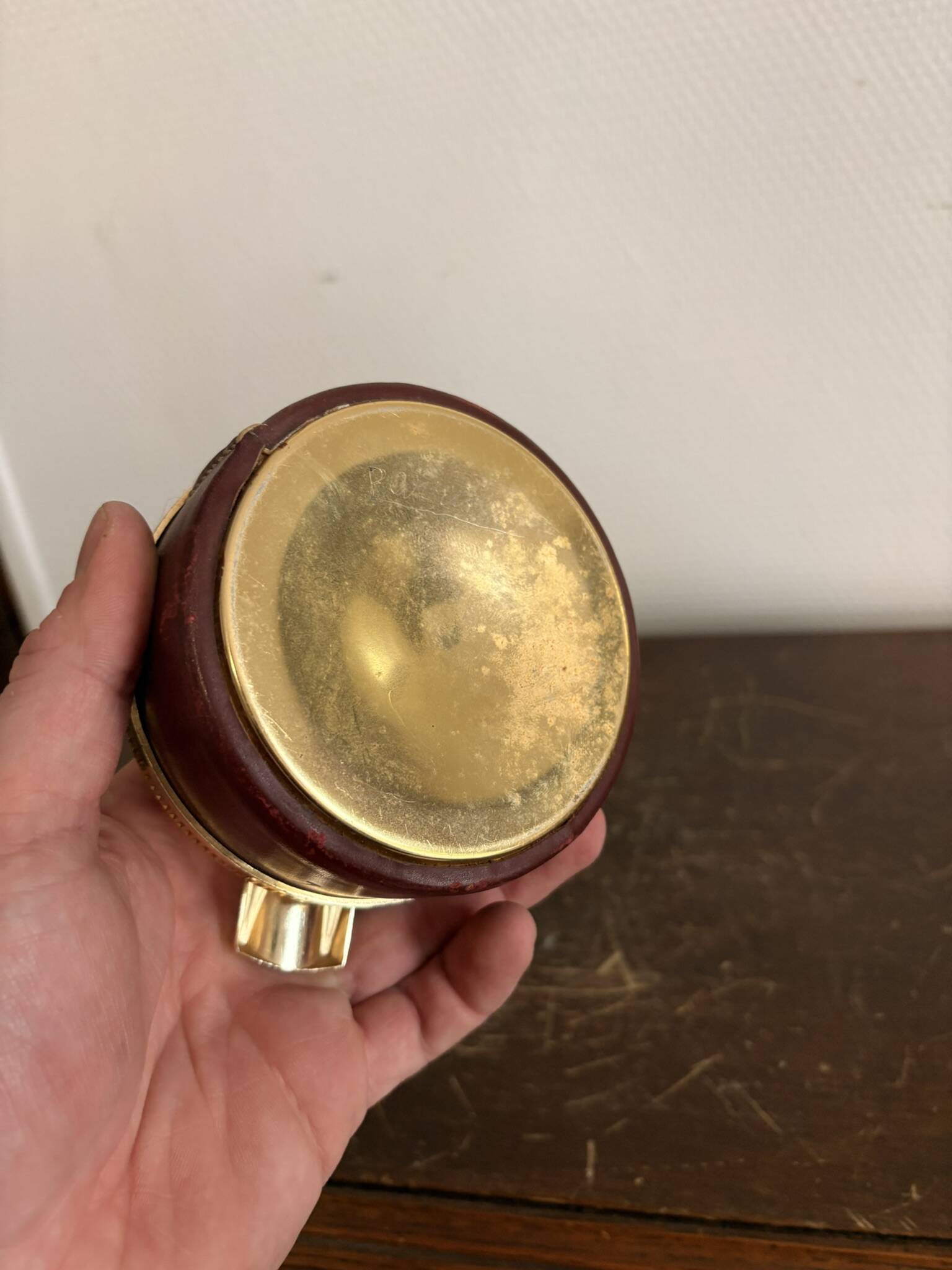 Mid-Century Modern Italian Silver Metal Leather Table Ashtray
