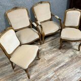 Set of Louis XV style seats in molded and carved wood circa 1900