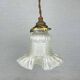 Lampe à suspension tulipe française en verre dépoli du milieu du siècle, 1950