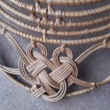 Small table basket braided in rafia and wicker, circa 1930