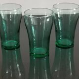 5 old vintage emerald green glasses