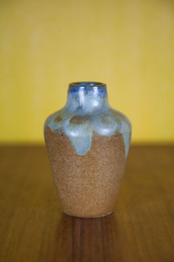 Vase signé Lebret Alfred, petit vase grès de Puisaye, grès flammé, collection, 30's