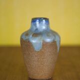 Vase signé Lebret Alfred, petit vase grès de Puisaye, grès flammé, collection, 30's