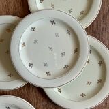 10 assiettes à dessert Salins vintage verts pâles et dorées