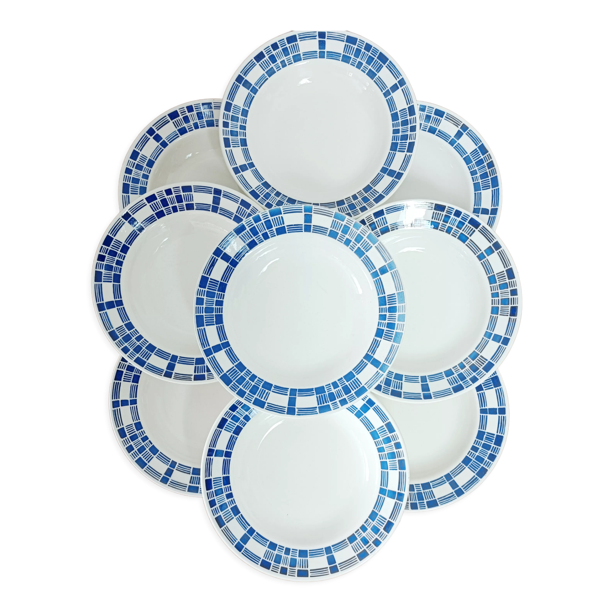 Lot de 9 assiettes creuses Badonviller modèle Nil