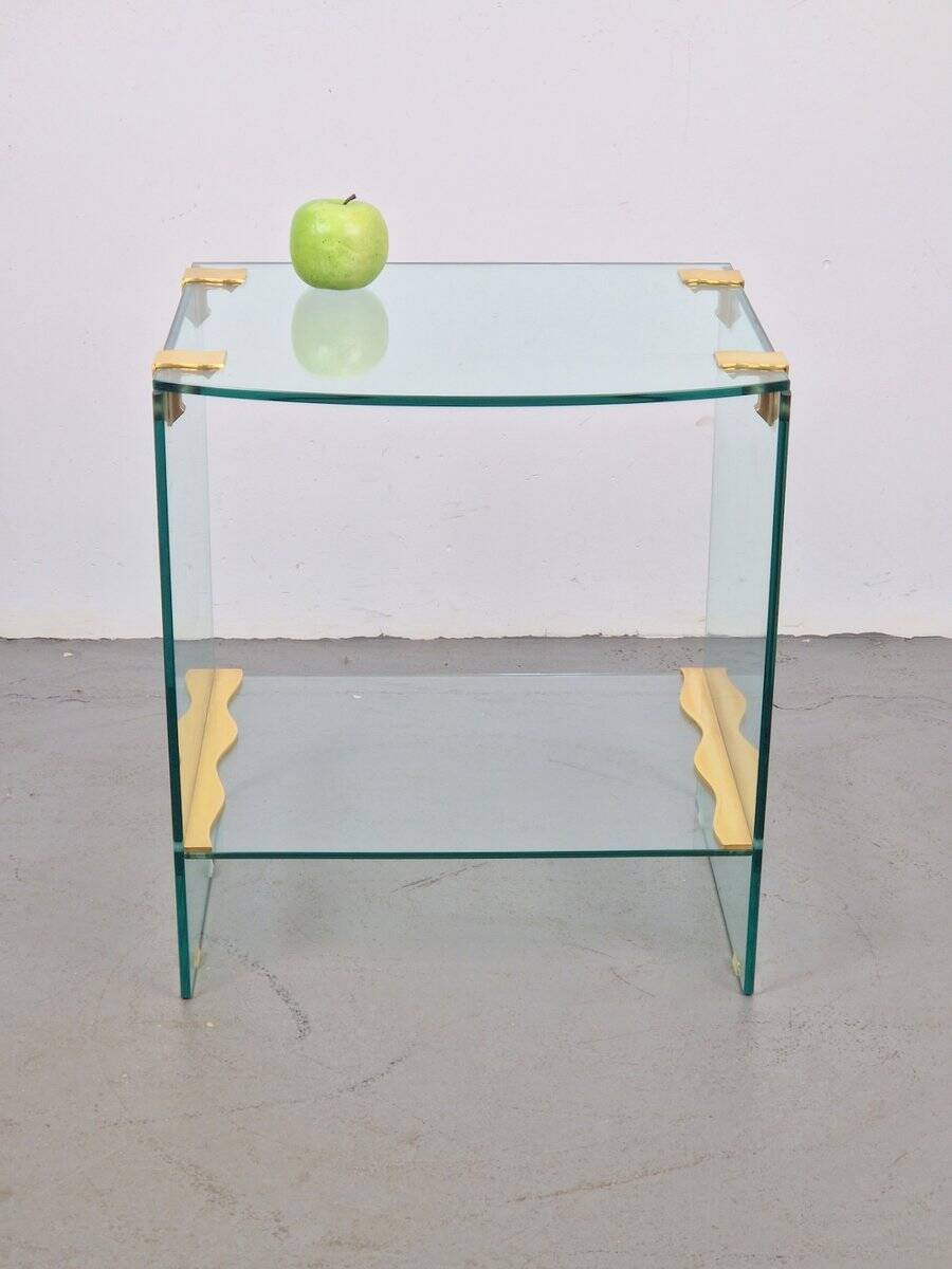 Vintage Regency Brass and Glass Side Table, 1970s
