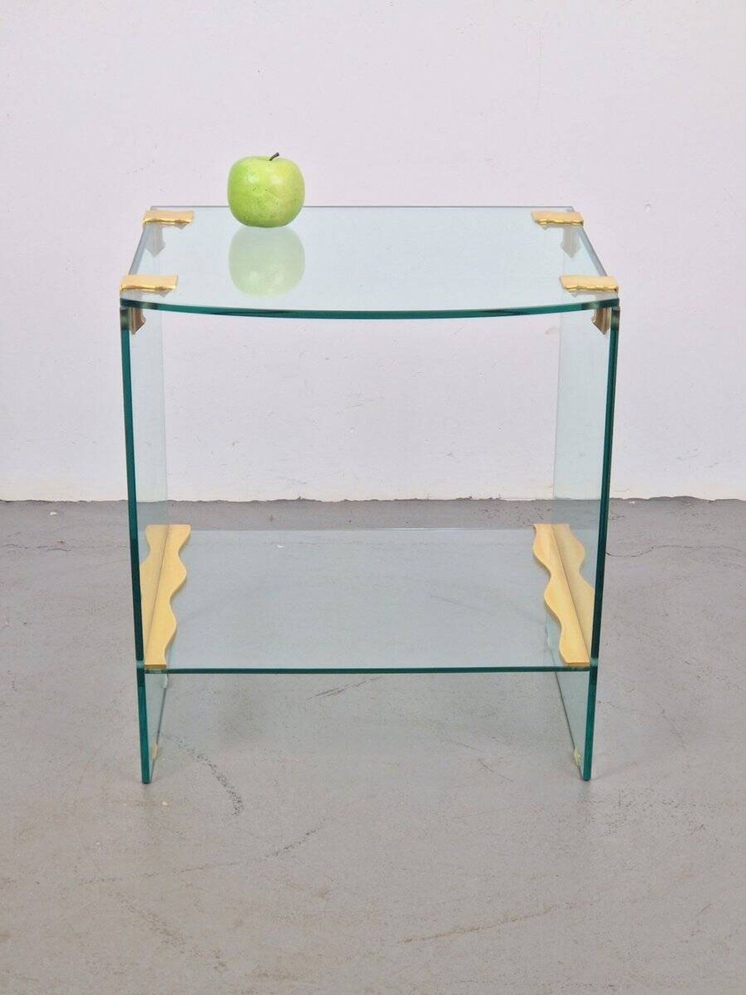 Vintage Regency Brass and Glass Side Table, 1970s