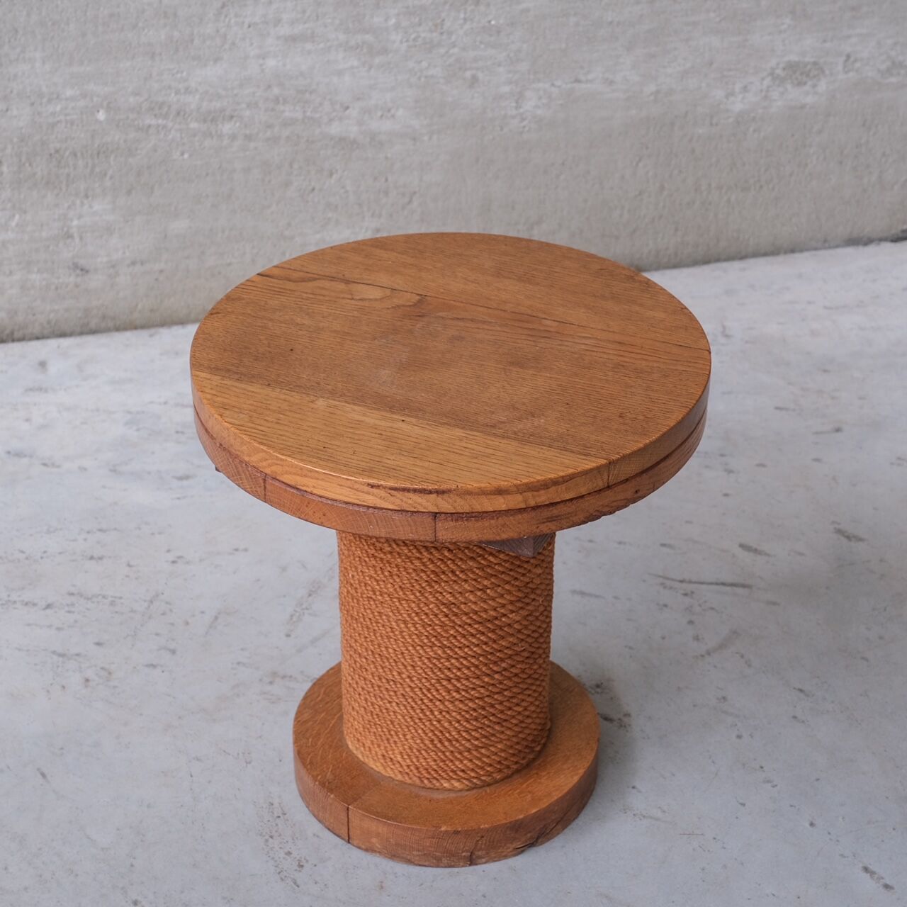 Mid-century rope oak french side table