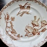 Onnaing ironstone dessert plate "Fleurs Jetées" brown