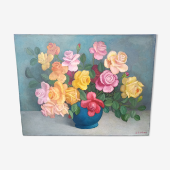 Peinture bouquet de fleurs signé Lucien Le Guern