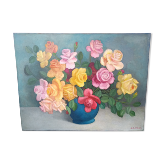 Painting bouquet of flowers by Lucien Le Guern