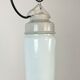 Lampe à Suspension Industrielle en Porcelaine Blanche avec Verre Laiteux, 1970s