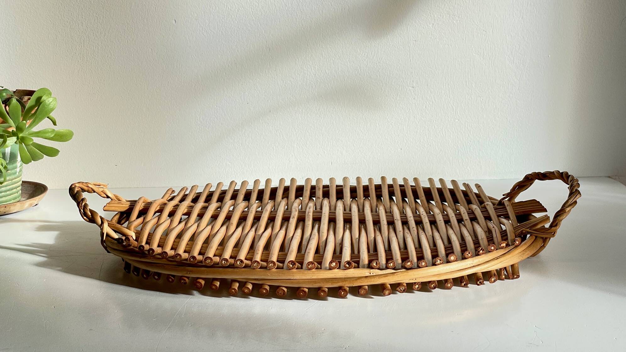 Vintage rattan presentation tray