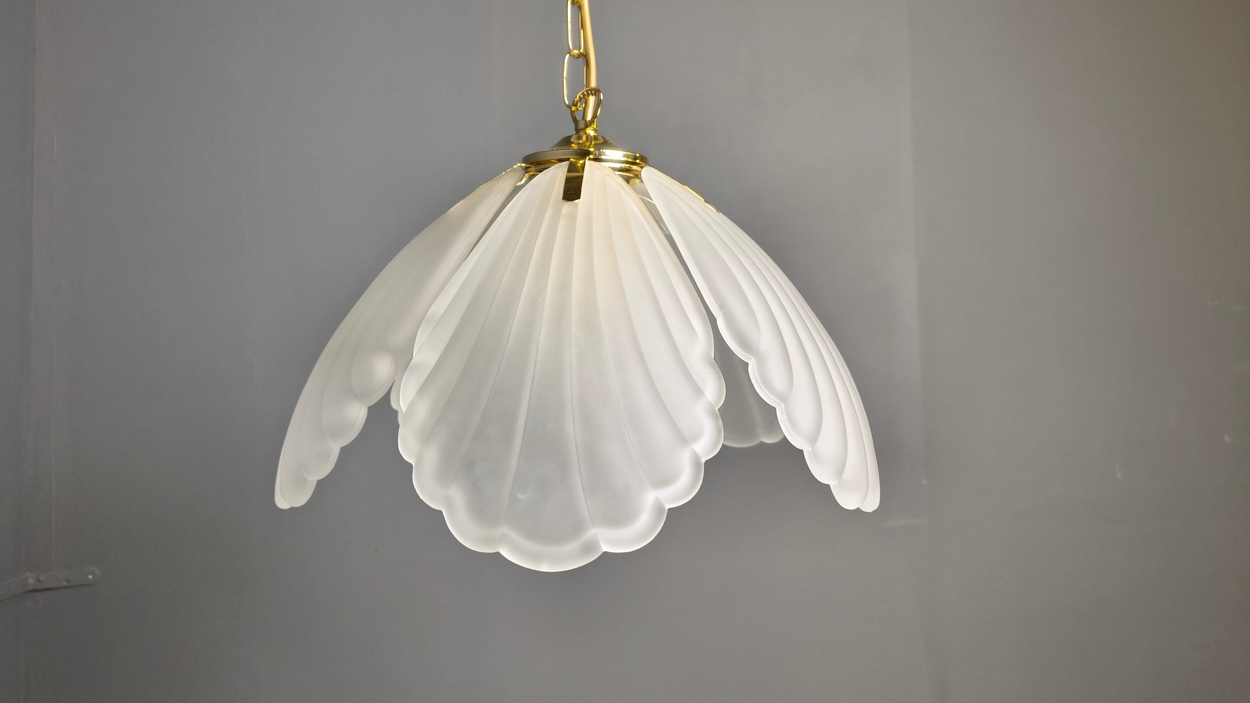 Vintage Italian glass and brass chandelier, 1970s