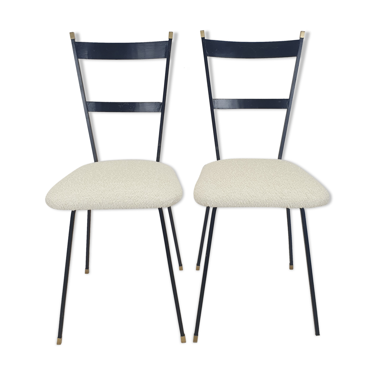 Set of 2 Italian Metal and Brass Chairs, 1960's