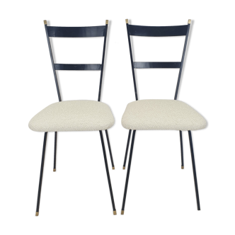 Set of 2 Italian Metal and Brass Chairs, 1960's