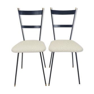 Ensemble de 2 chaises italiennes en métal et laiton années 1960