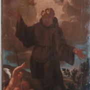 Old Oil Painting on Canvas, Baroque Period, Depicting a Franciscan Saint