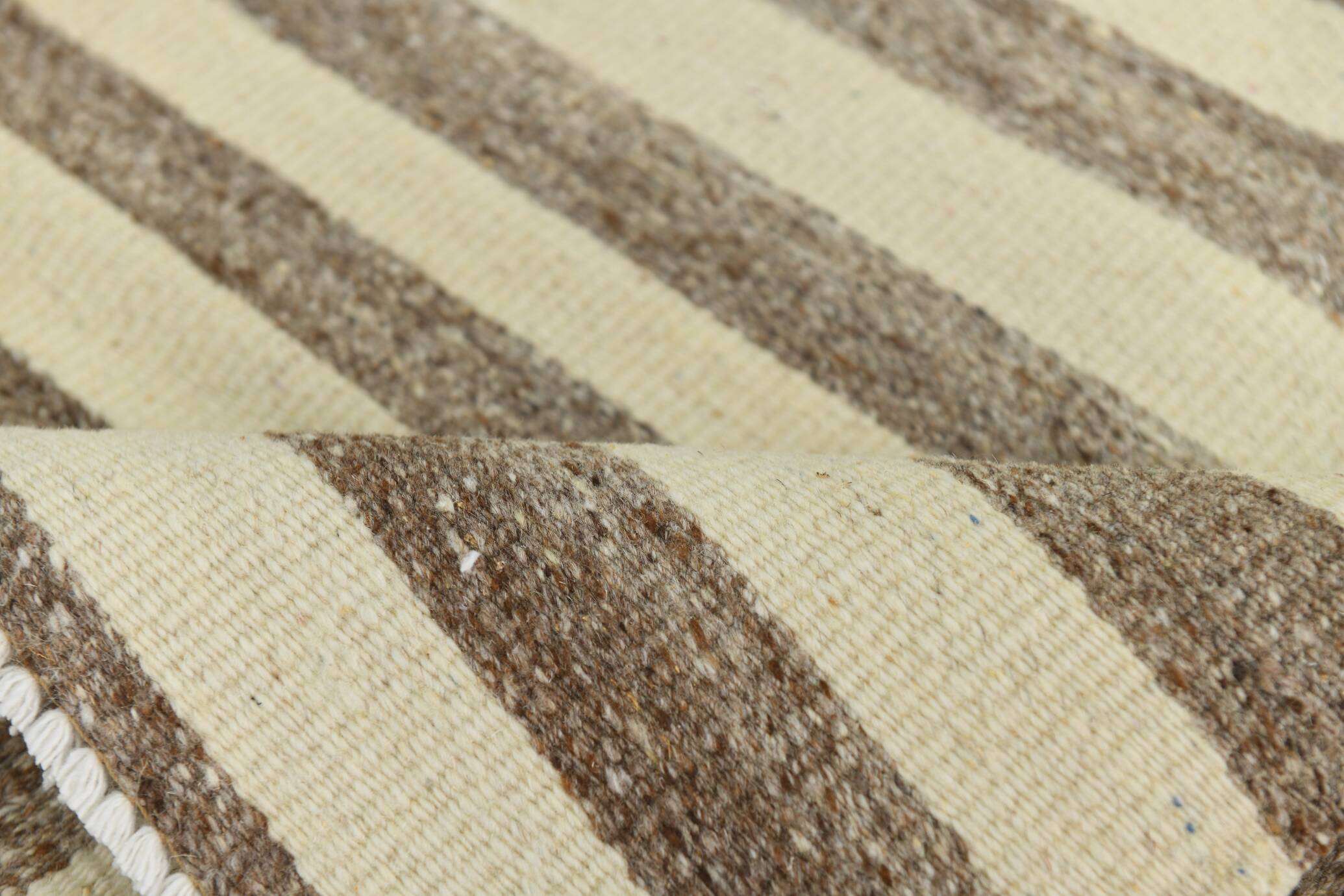 Brown Beige Striped Vintage Kilim Runner Rug, 78x330Cm