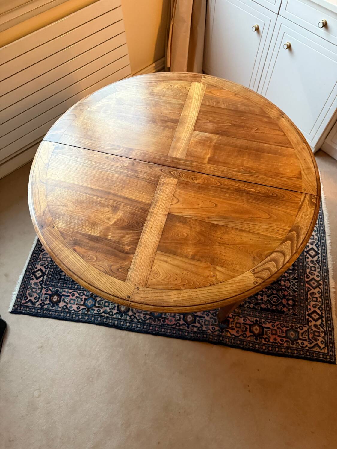 Waxed cherry wood dining table