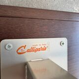 Set of 2 Calligaris holders — silver gray with dark brown wood, metal, and wood design