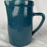 Blue enamelled stoneware pitcher