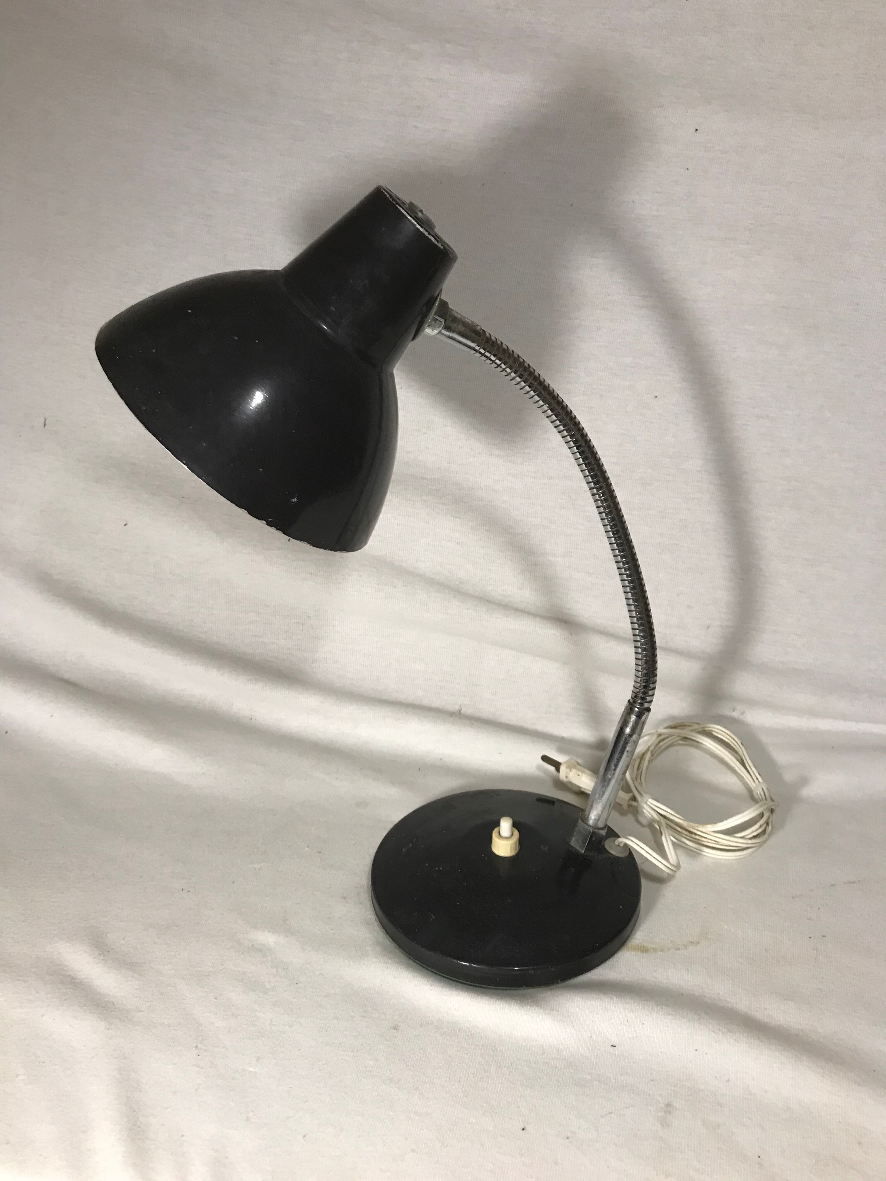 Lamp 70 vintage Brown metal and chrome years flexible table