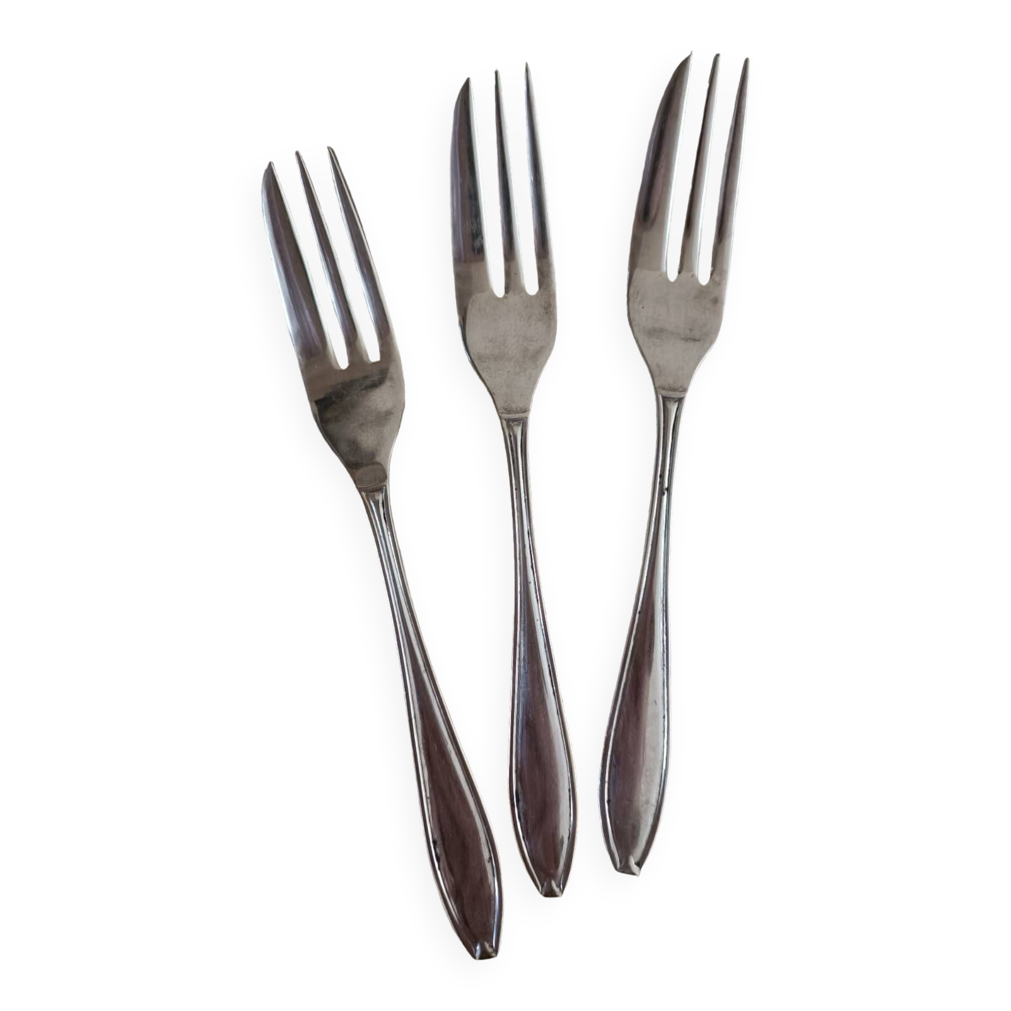 3 silver-plated cake forks