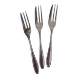 3 fourchettes à gâteau en métal argenté