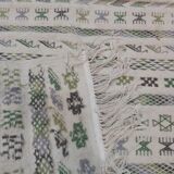 Handmade Berber white patterned white carpet