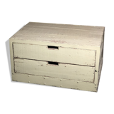 Meuble de rangement table basse en bois et fer vert pastel patiné