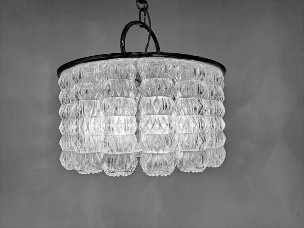 lustre En Verre Et Chrome Du milieu Du Siècle, Années 1960