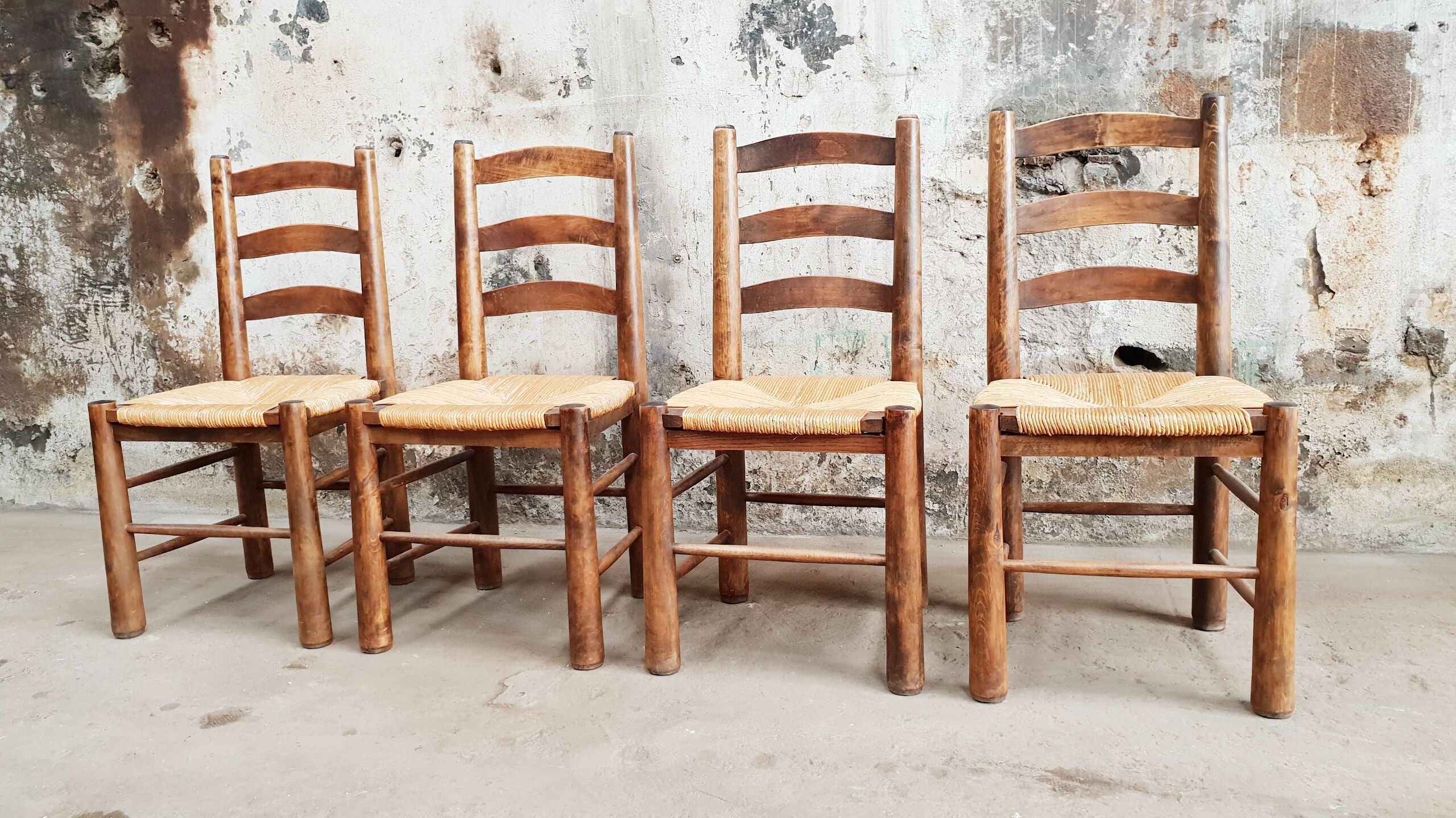 4 chaises brutaliste année 50