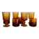 8 mismatched vintage amber glasses