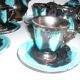Service café-thé Vallauris noir et turquoise