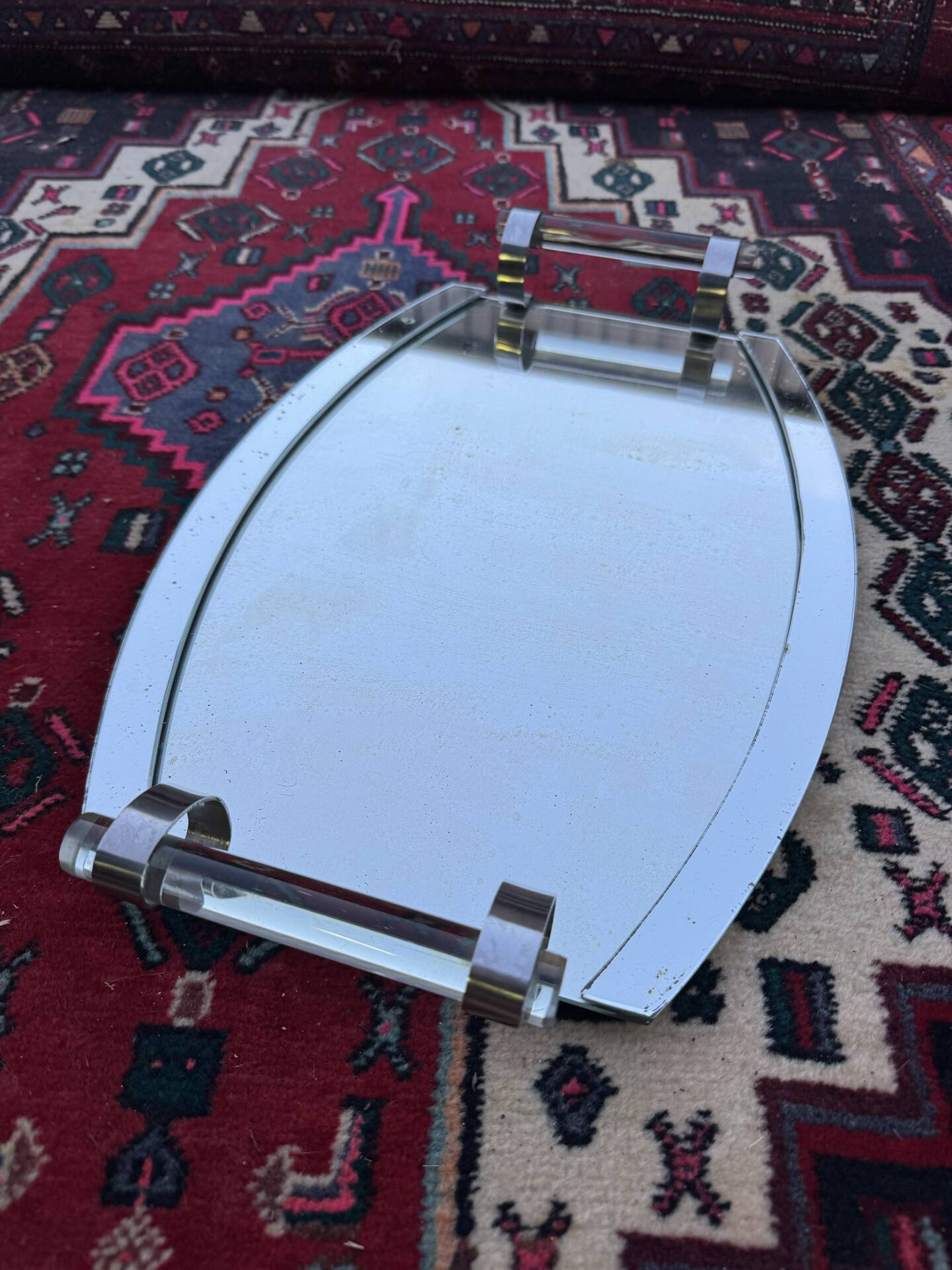 Art Deco plateau mirror and glass