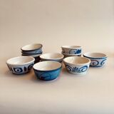 Set of 10 vintage blue bowls