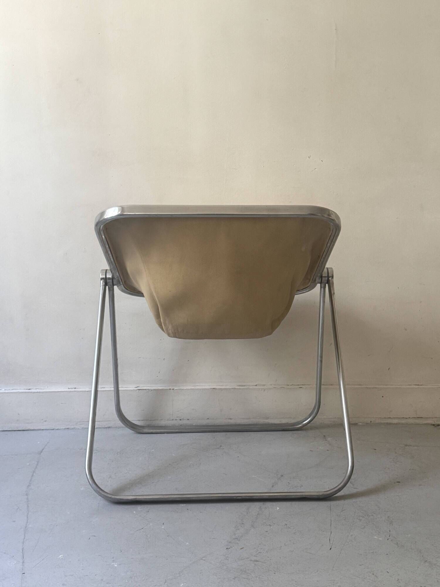 Plona Armchair in Beige Leather & Chrome by G. Piretti for A. Castelli, 1970s design