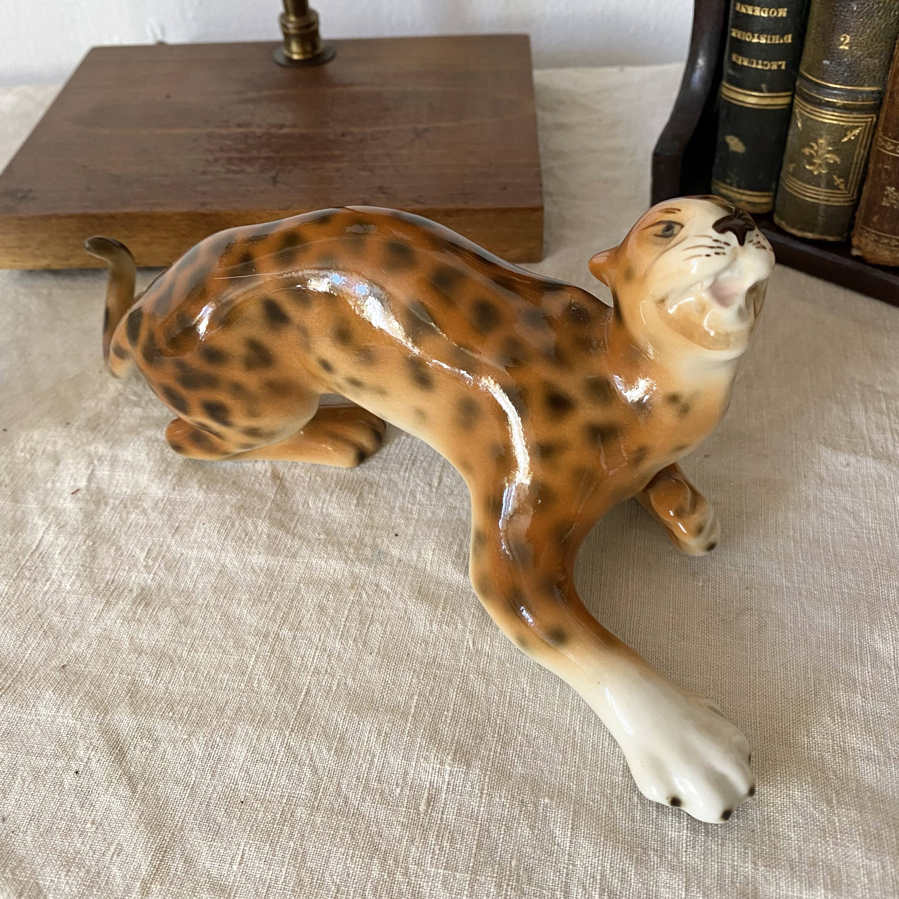 Vintage Royal Dux Figurine – Porcelain Cheetah – 21 cm