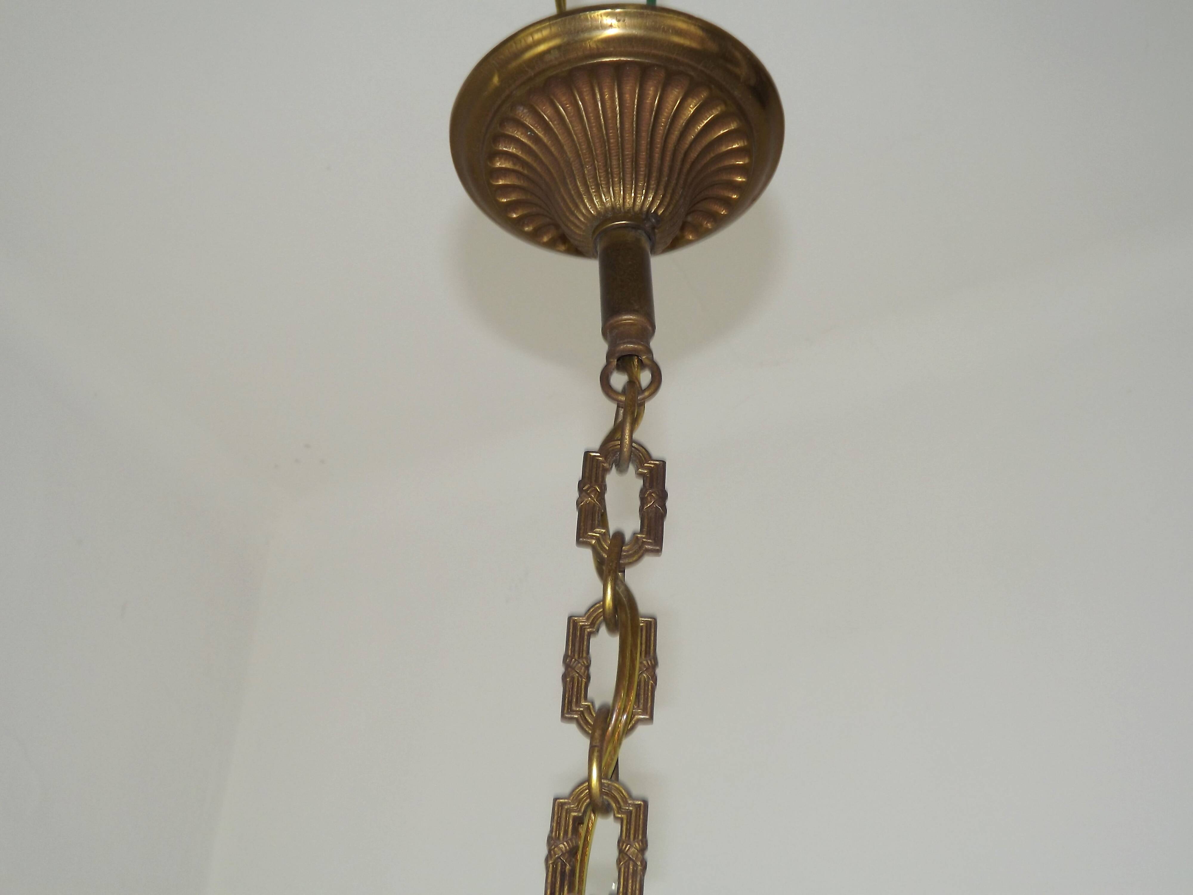 Art Nouveau bronze chandelier with 3 lights, France