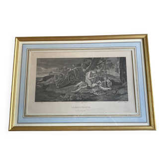 Framed engraving The Death of Adonis Poussin/Fragonard