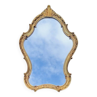 Antique Rococo Style Gold Resin Wall Mirror - 63 cm