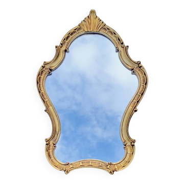 Miroir mural ancien en résine dorée de style Rococo