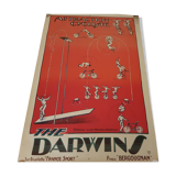 Old advertising poster lithographed Bergougnan Tires