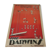 Old advertising poster lithographed Bergougnan Tires