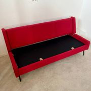 Antique Italian design fabric sofa from the 60s, vintage convertible