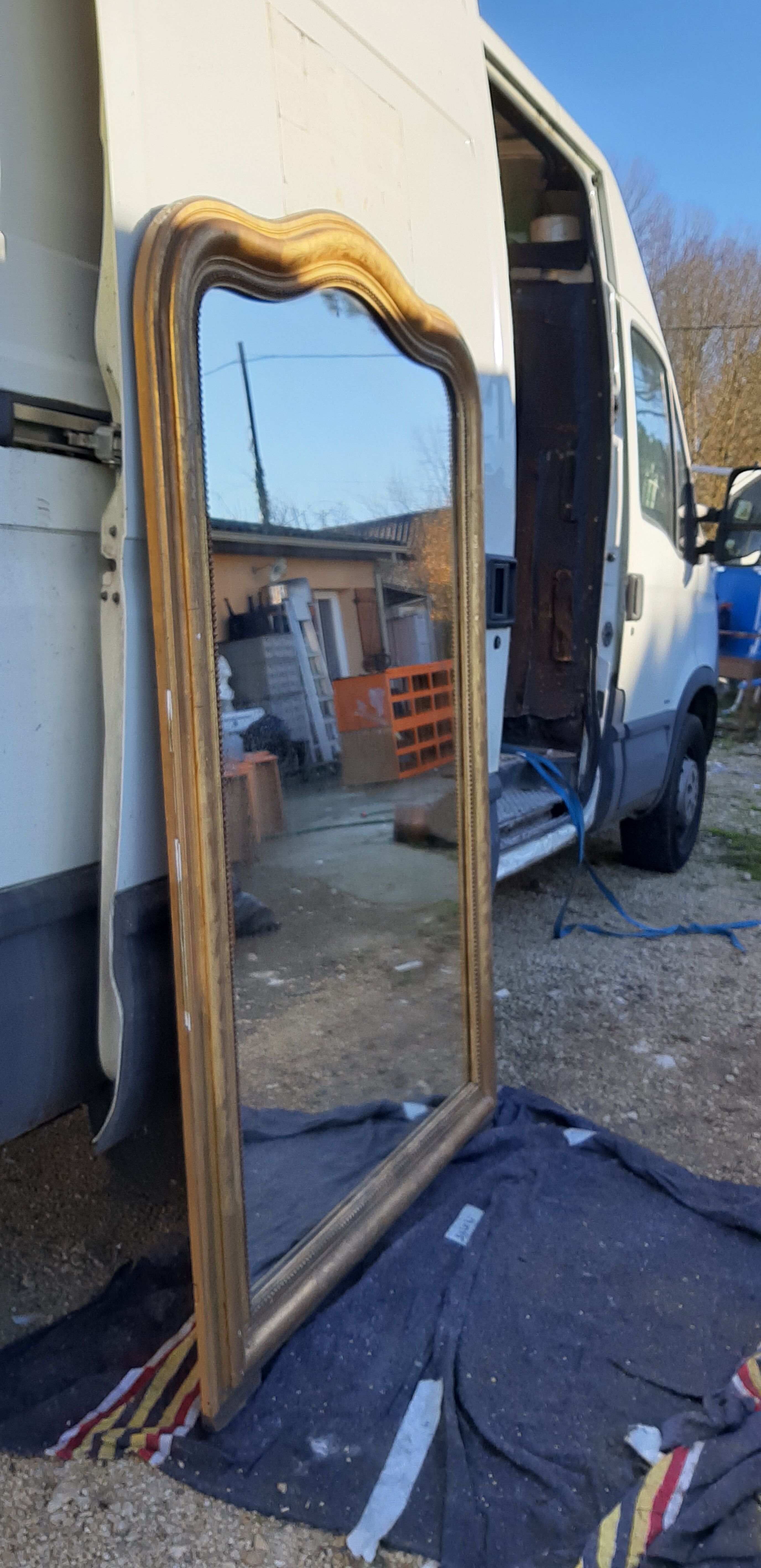 Mirror 19th , Wood and gilded stuk