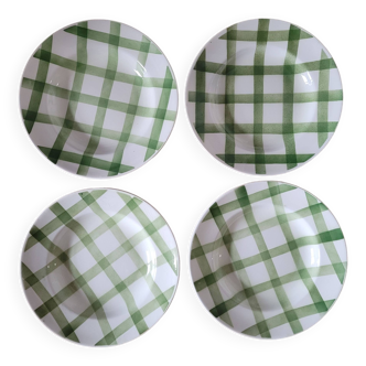 set of 4 green dinner plates Tablecloth