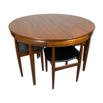 Table ronde et chaises d'Hans Olsen à Afromosia